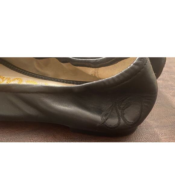Sam Edelman Felicia Ballet Flats Black Leather Bow Logo Charm Women’s 7.5W - Picture 3 of 6